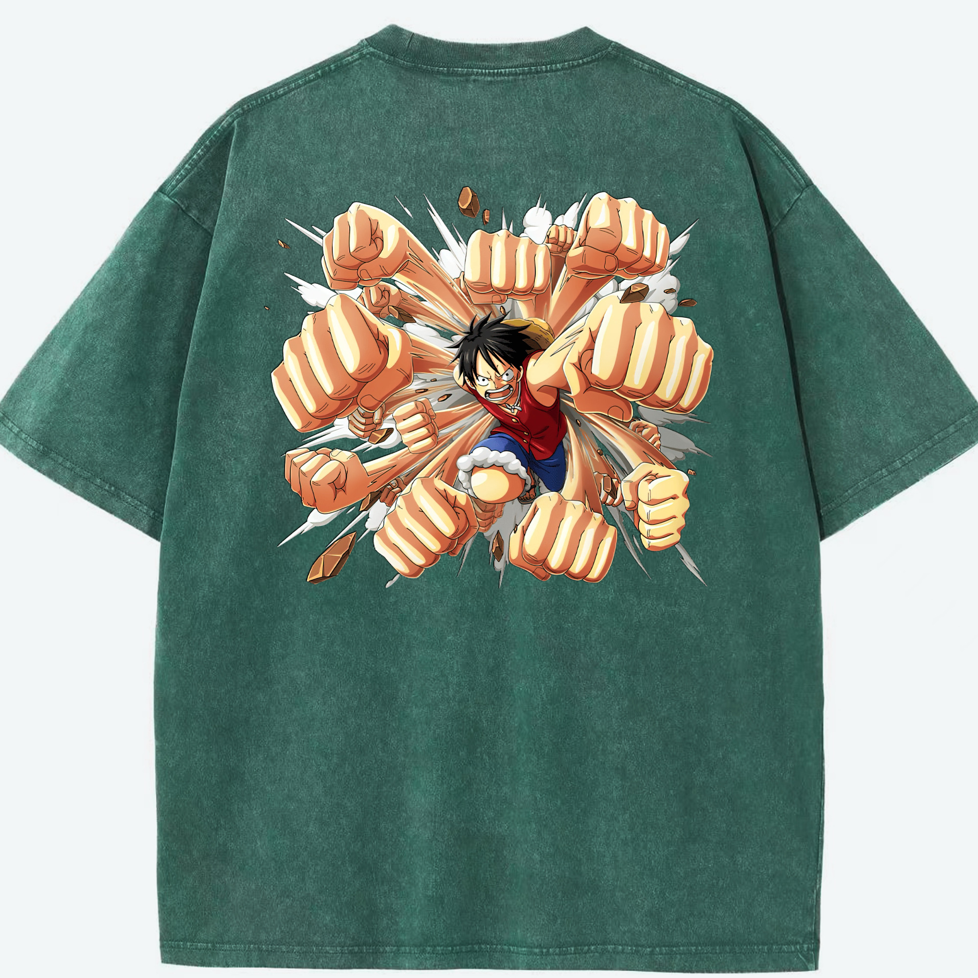 ワンピース モンキー・D・ルフィ ONE PIECE Monkey D. Luffy 綿100% ヴィンテージ風 半袖Tシャツ（背面プリント）